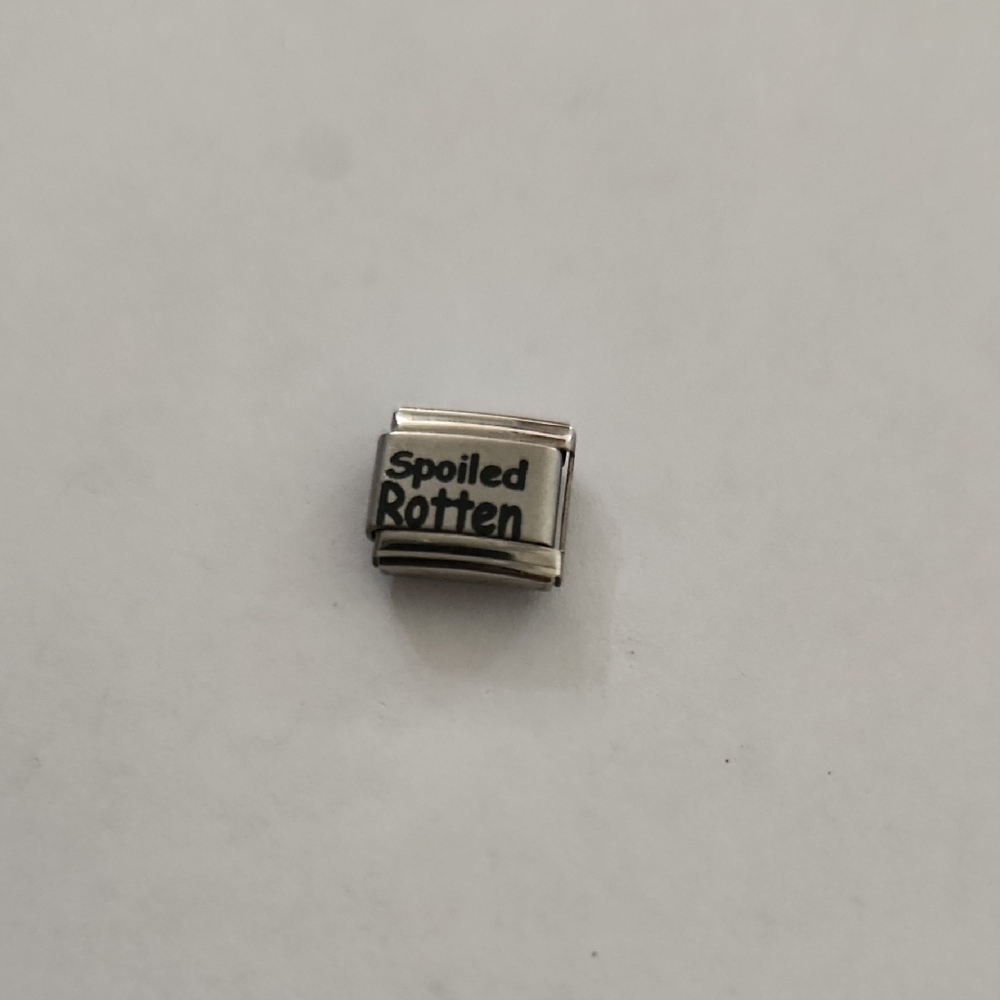 Stainless Steel Italian Charm Link 'Spoiled Rotten' Engraving
